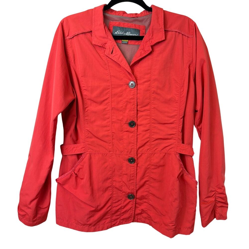 Eddie Bauer Coral Mesh Lined Button Up Long Sleeve Jacket Size L